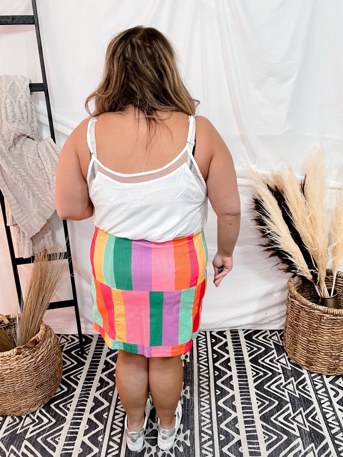 Corduroy Color Block Skirt - Whiskey Skies