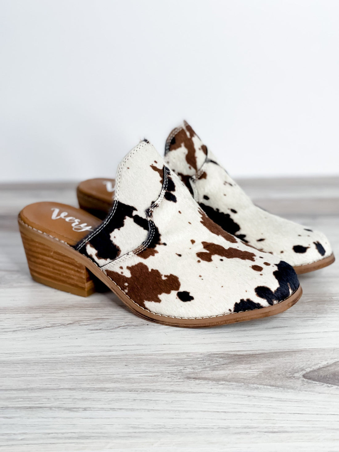 Cow Print Mule Sandal - Whiskey Skies
