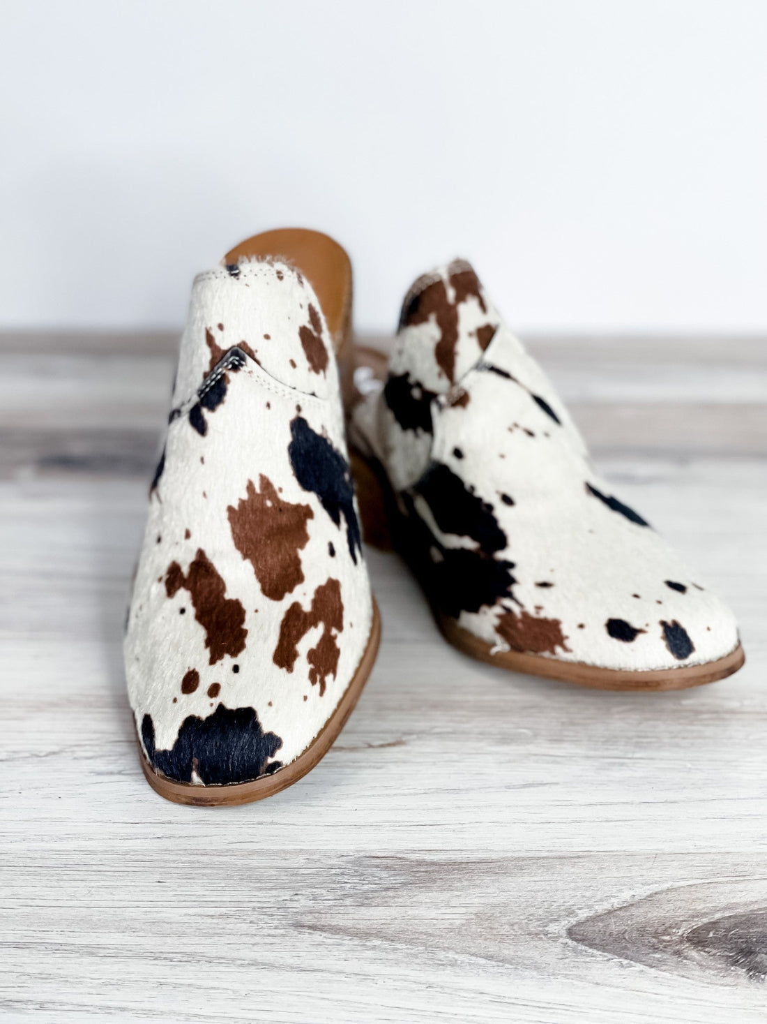 Cow Print Mule Sandal - Whiskey Skies