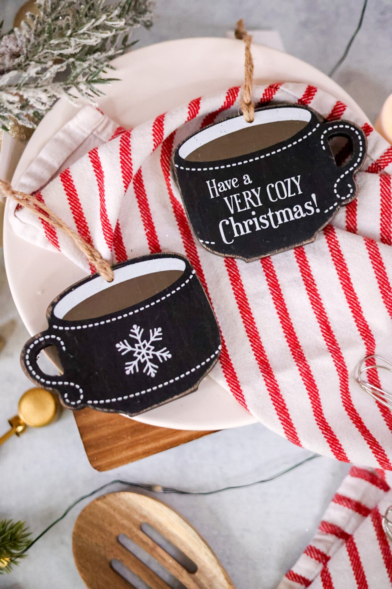 Cozy Wooden Ornamental Tag - Whiskey Skies