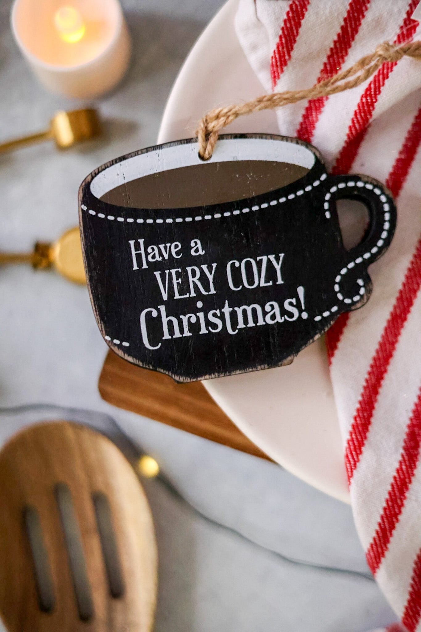 Cozy Wooden Ornamental Tag - Whiskey Skies