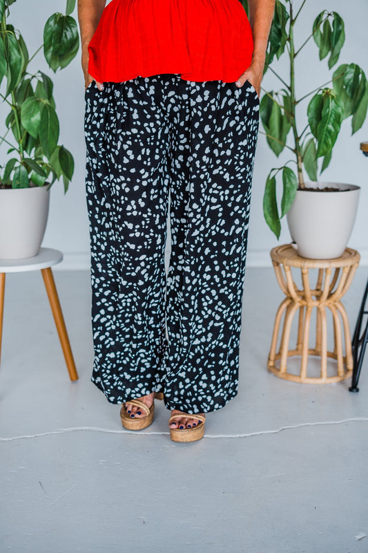 Dalmatian Print Wide Leg Pant - Whiskey Skies
