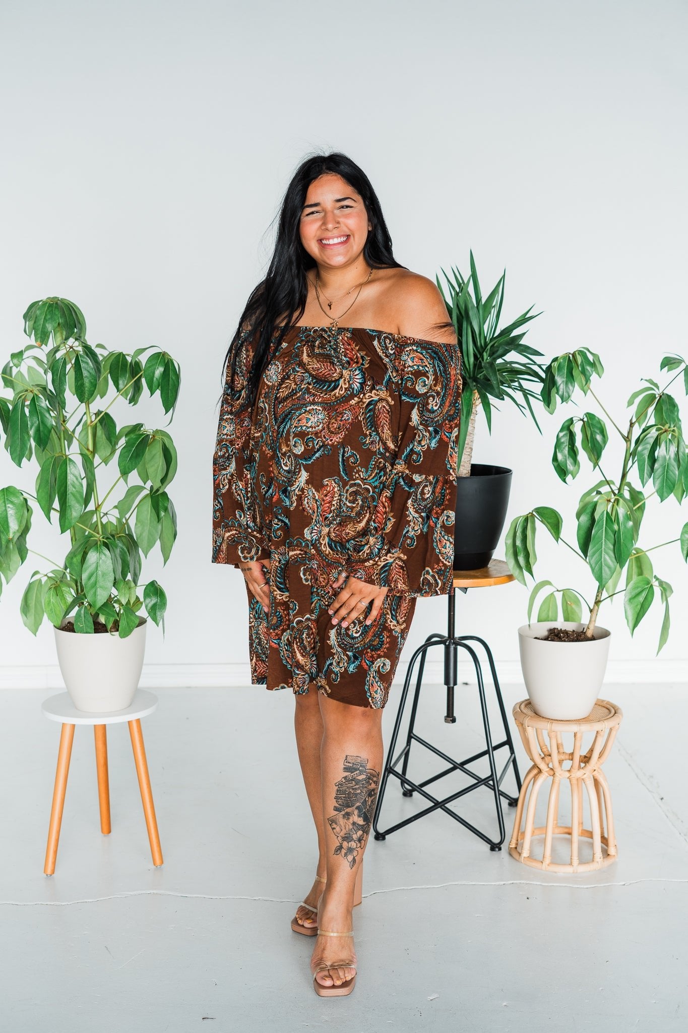 Dark Mocha Paisley Print Mia Dress - Whiskey Skies