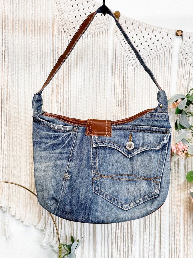 Denim Rhea Hobo Bag - Whiskey Skies