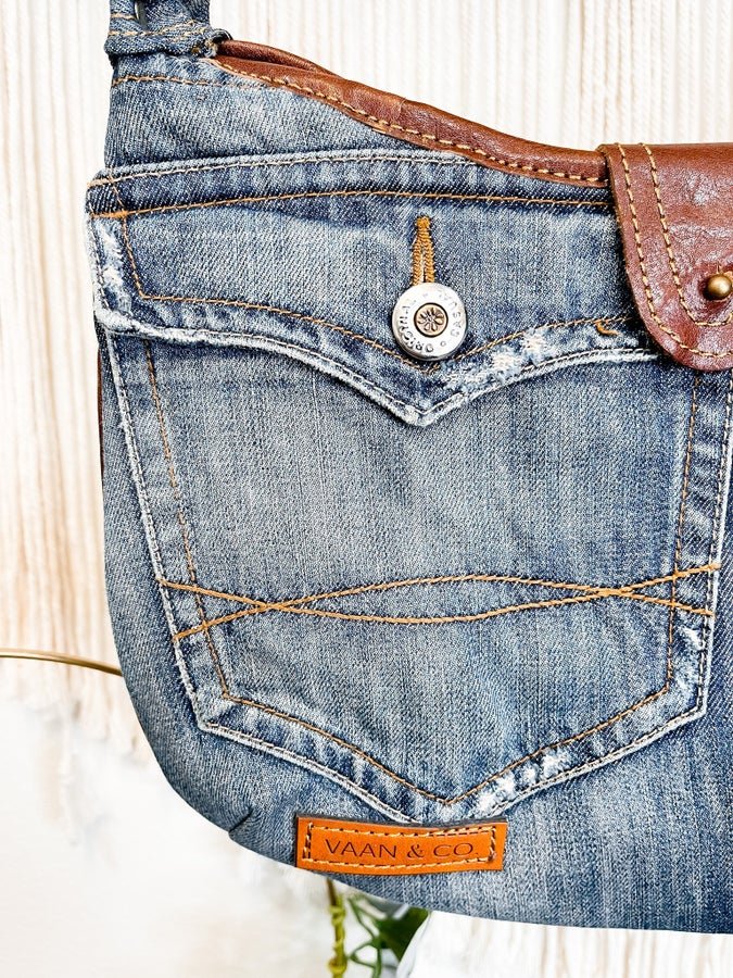 Denim Rhea Hobo Bag - Whiskey Skies