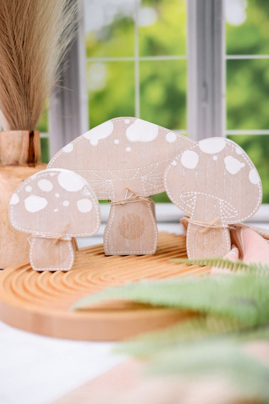 Double Sided Chunky Wooden Mushrooms (Set Of 3) - Whiskey Skies