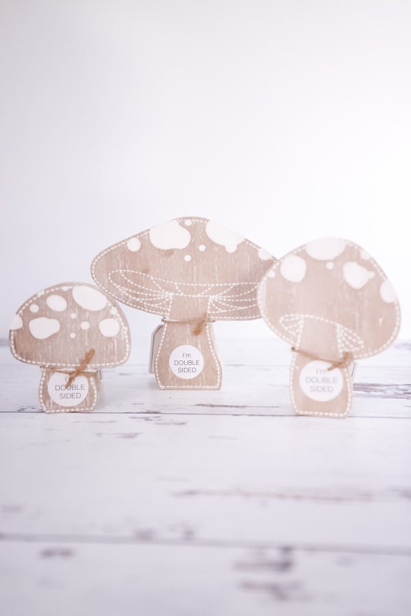 Double Sided Chunky Wooden Mushrooms (Set Of 3) - Whiskey Skies