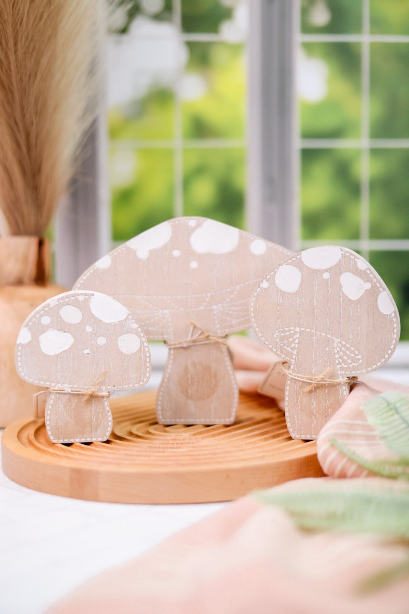 Double Sided Chunky Wooden Mushrooms (Set Of 3) - Whiskey Skies