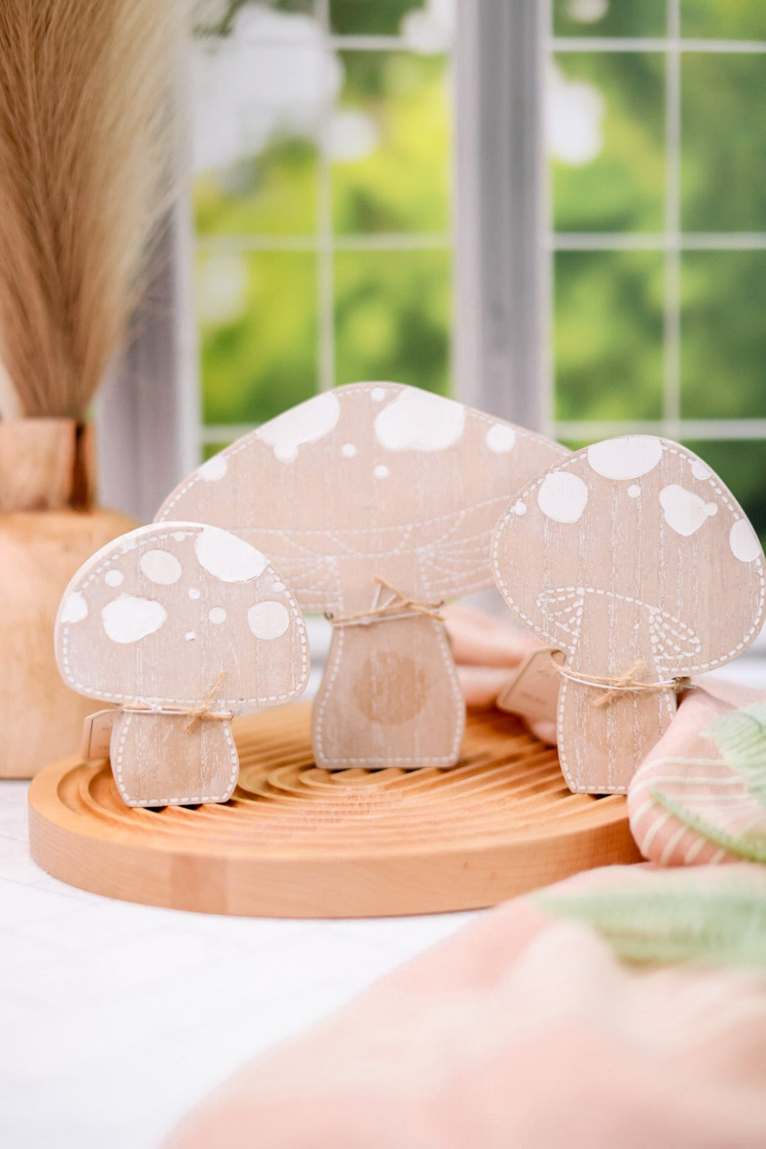 Double Sided Chunky Wooden Mushrooms (Set Of 3) - Whiskey Skies