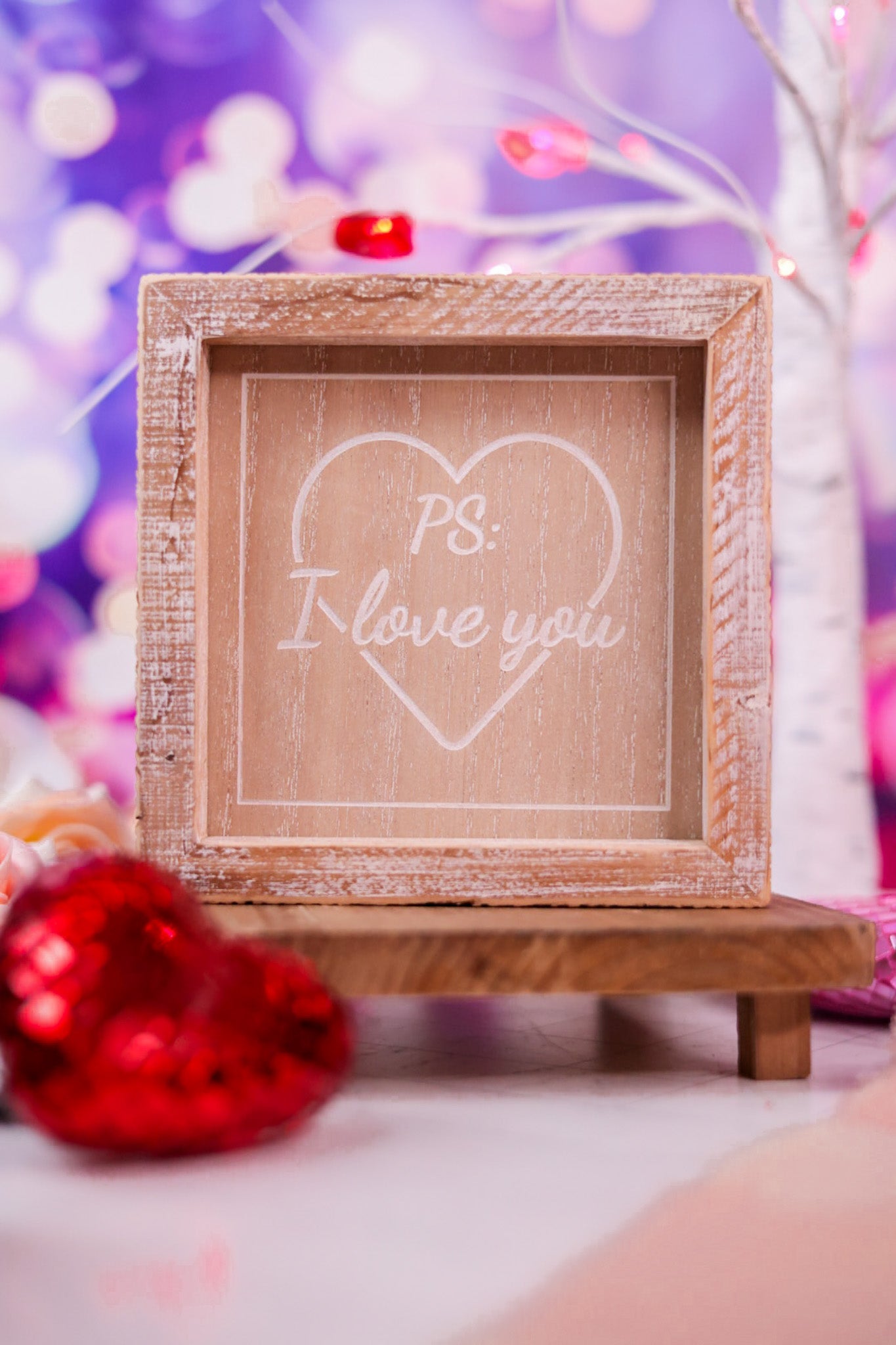 Double Sided "P.S. I Love You" Wooden Sign - Whiskey Skies