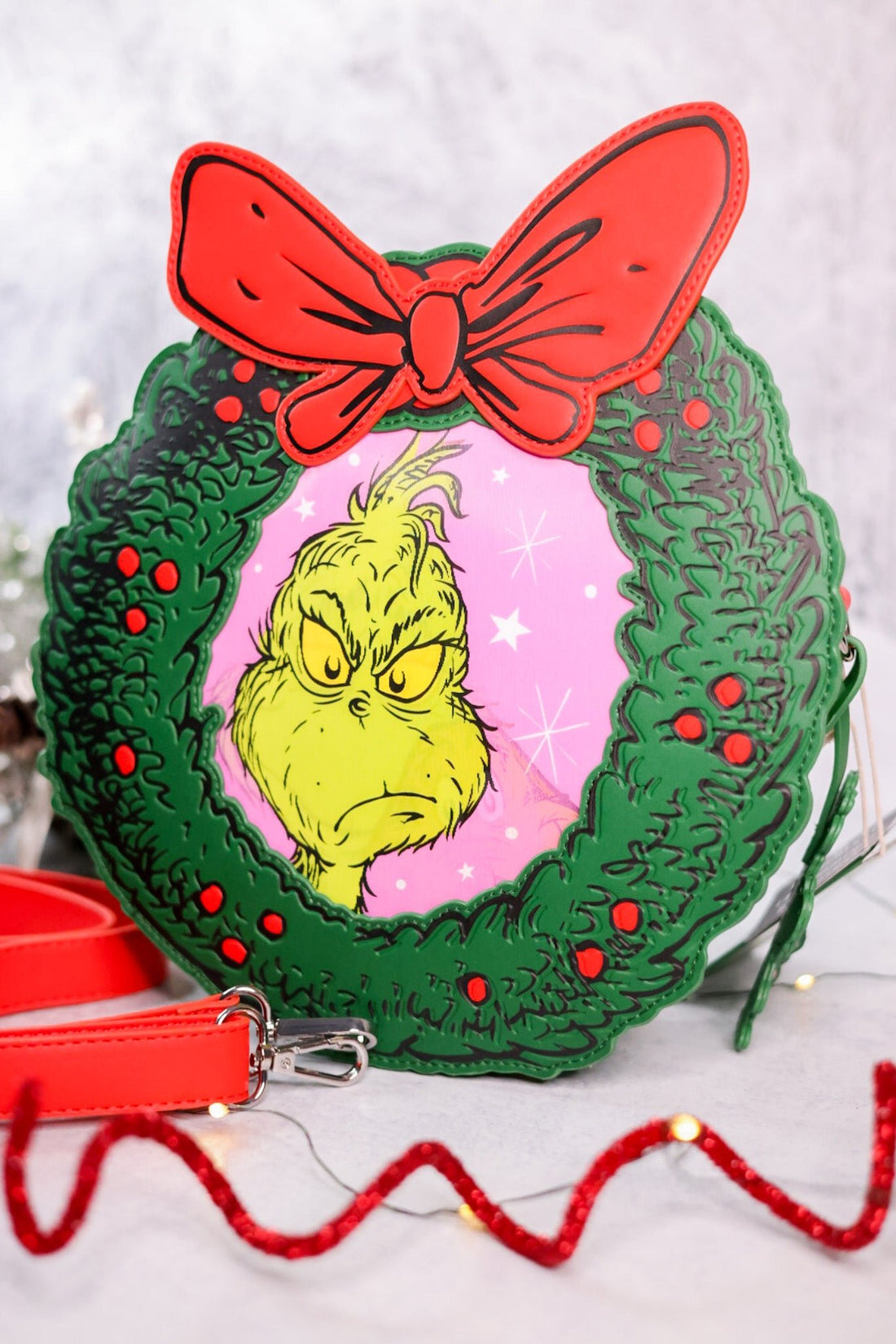 Dr. Seuss' How the Grinch Stole Christmas! Wreath Crossbody Bag - Whiskey Skies