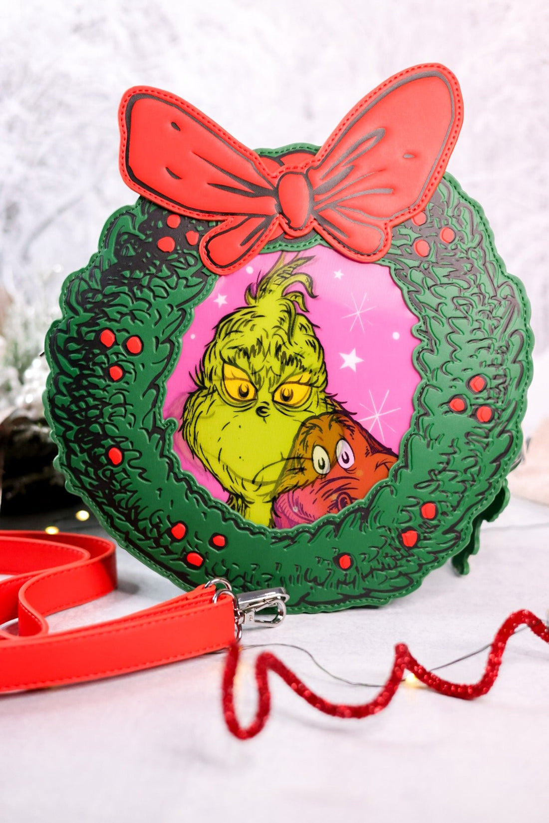 Dr. Seuss' How the Grinch Stole Christmas! Wreath Crossbody Bag - Whiskey Skies