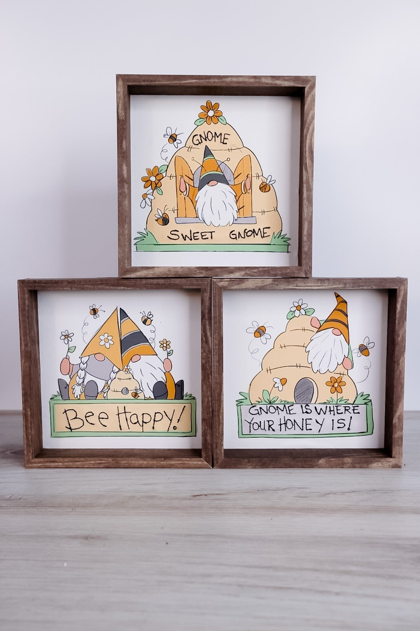 Embroidered Accent Bee Wood Sign (3 Styles) - Whiskey Skies