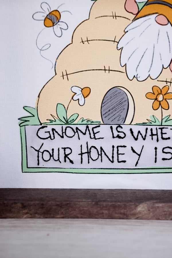 Embroidered Accent Bee Wood Sign (3 Styles) - Whiskey Skies