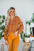 Embroidered Long Sleeve Top - Whiskey Skies