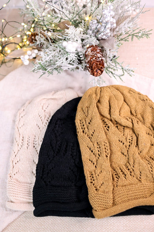 Eyelet Knit Slouch Beanies (Three Colors) - Whiskey Skies
