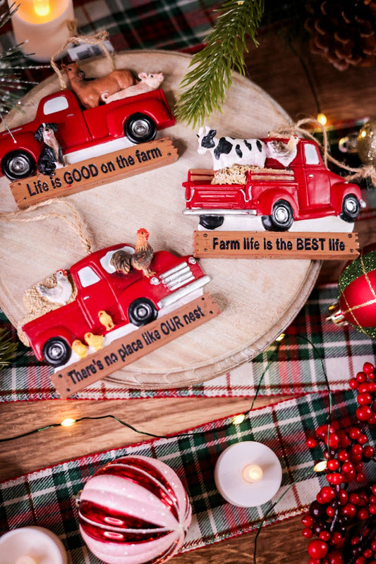 Farm Animal Red Truck Ornaments(Three Styles) - Whiskey Skies
