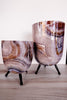 Faux Marble Footed Pot Set Of Two - Whiskey Skies