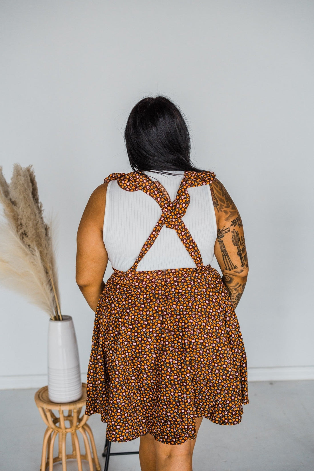 Floral Corduroy Pinafore - Whiskey Skies