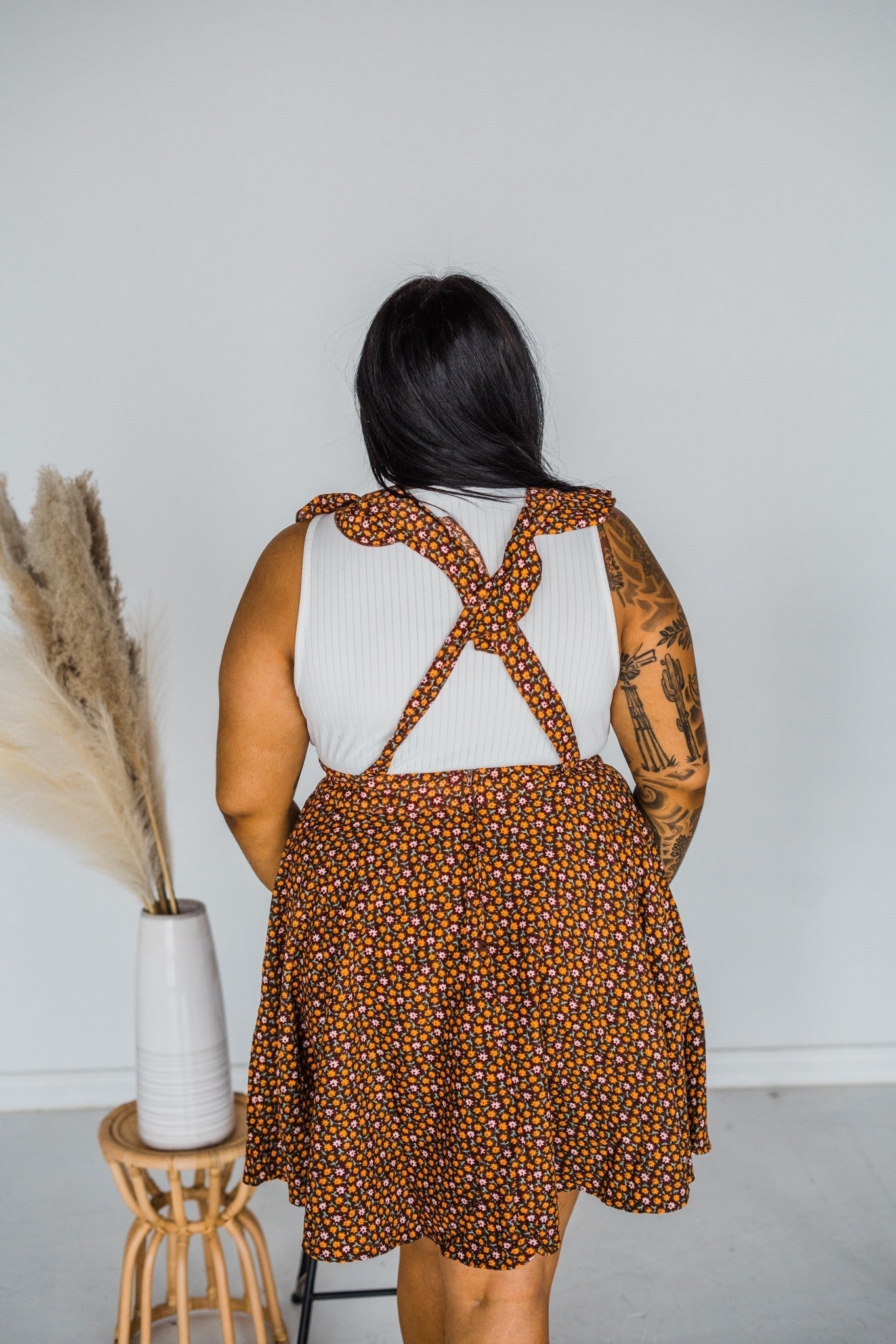 Floral Corduroy Pinafore - Whiskey Skies