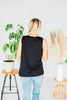 Floral Embroidered Black Tank Top - Whiskey Skies