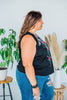 Floral Embroidered Black Tank Top - Whiskey Skies