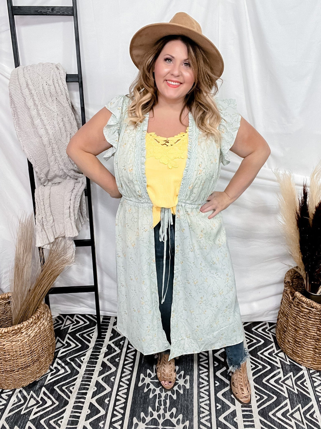 Floral Hi - Lo Kimono - Whiskey Skies - HEYSON