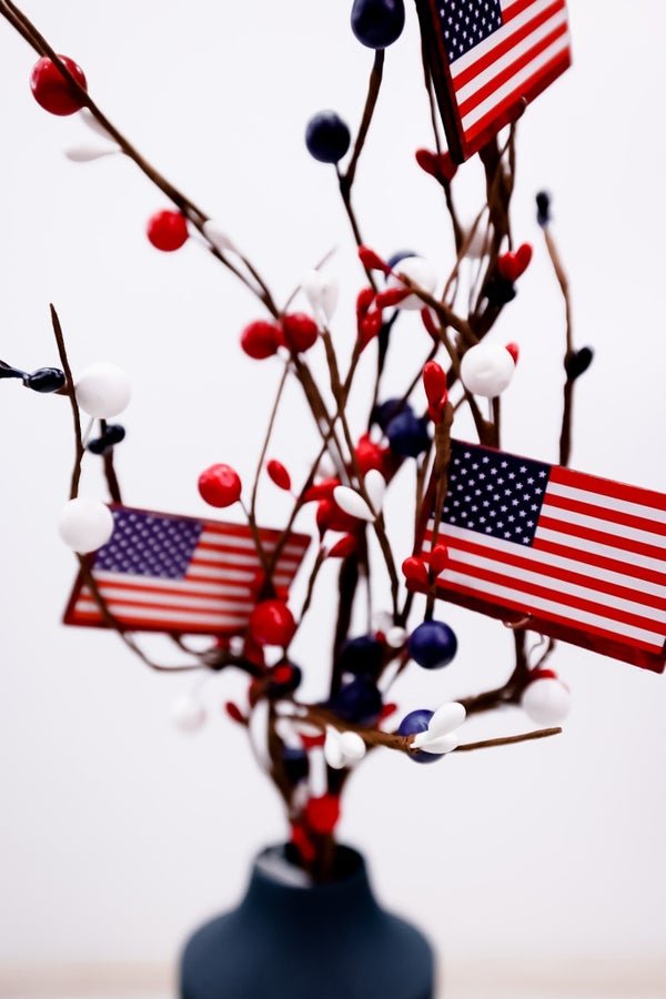 Floral Red White & Blue Flag Pick (2 Styles) - Whiskey Skies