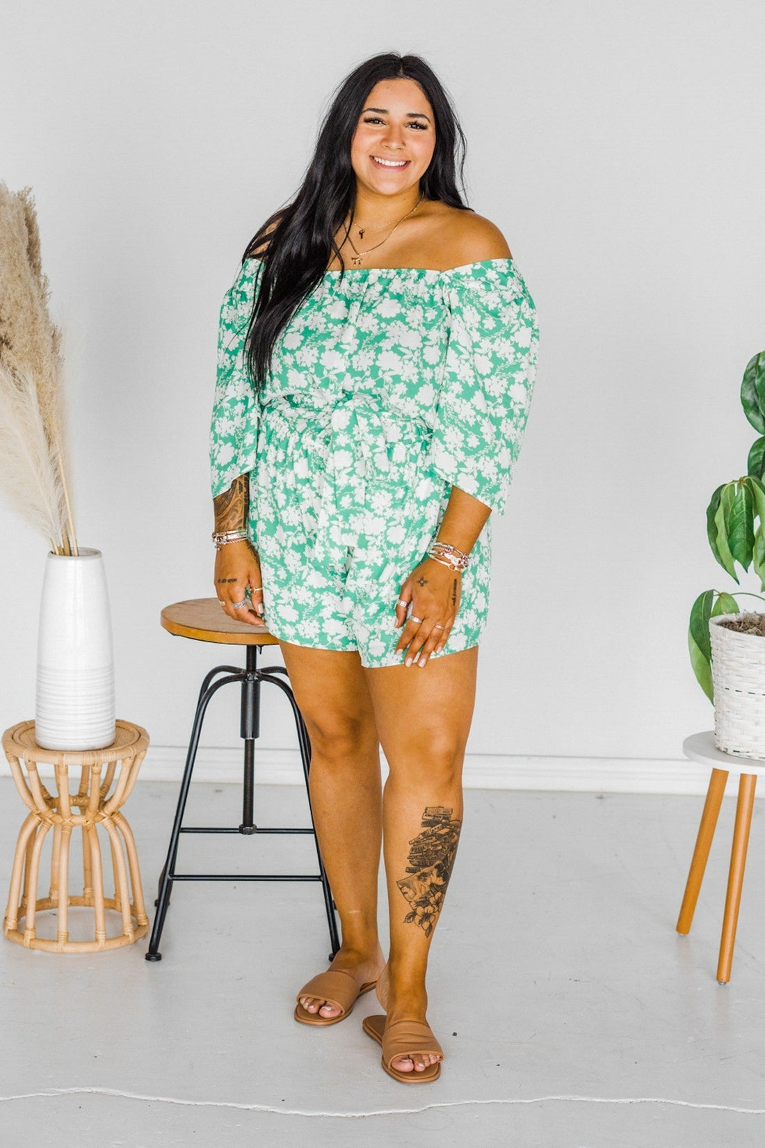 Floral Romper - Whiskey Skies - GEEGEE