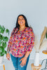 Floral V-Neck 3/4 Sleeve Top - Whiskey Skies