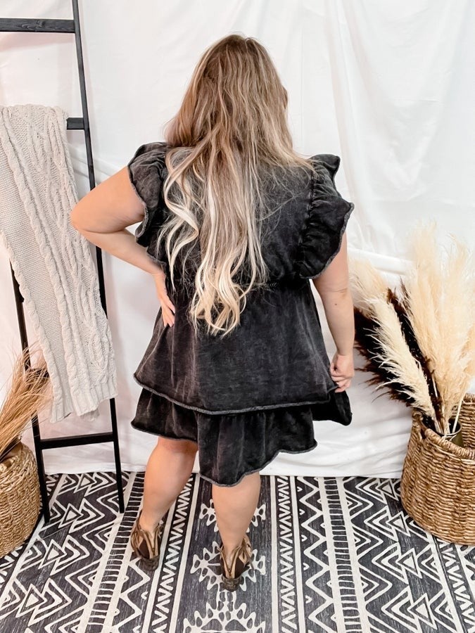 Flutter Sleeve Tiered Dress - Whiskey Skies