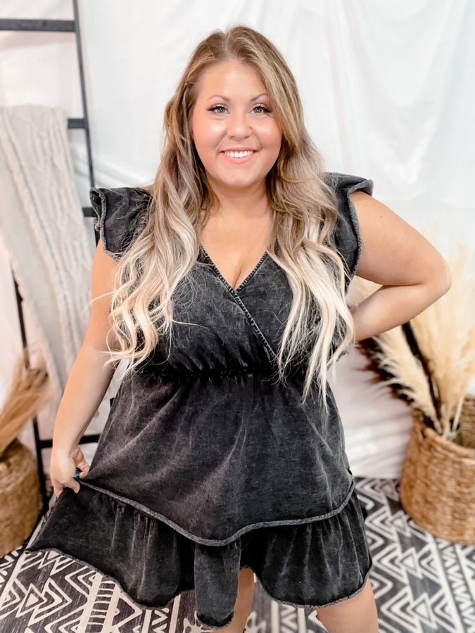 Flutter Sleeve Tiered Dress - Whiskey Skies