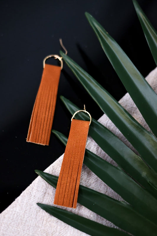 Fringe Saddle Earrings - Whiskey Skies - LESLIE CURTIS JEWLERY DESIGNS