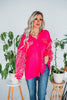 Fuchsia Long Sleeve Sequin Button Up Shirt - Whiskey Skies