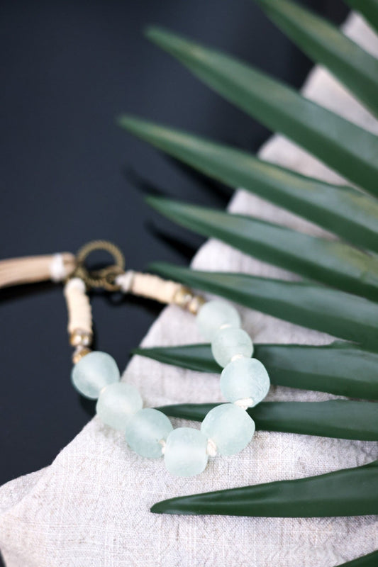 Glass Beaded Bracelet - Whiskey Skies - LESLIE CURTIS JEWLERY DESIGNS