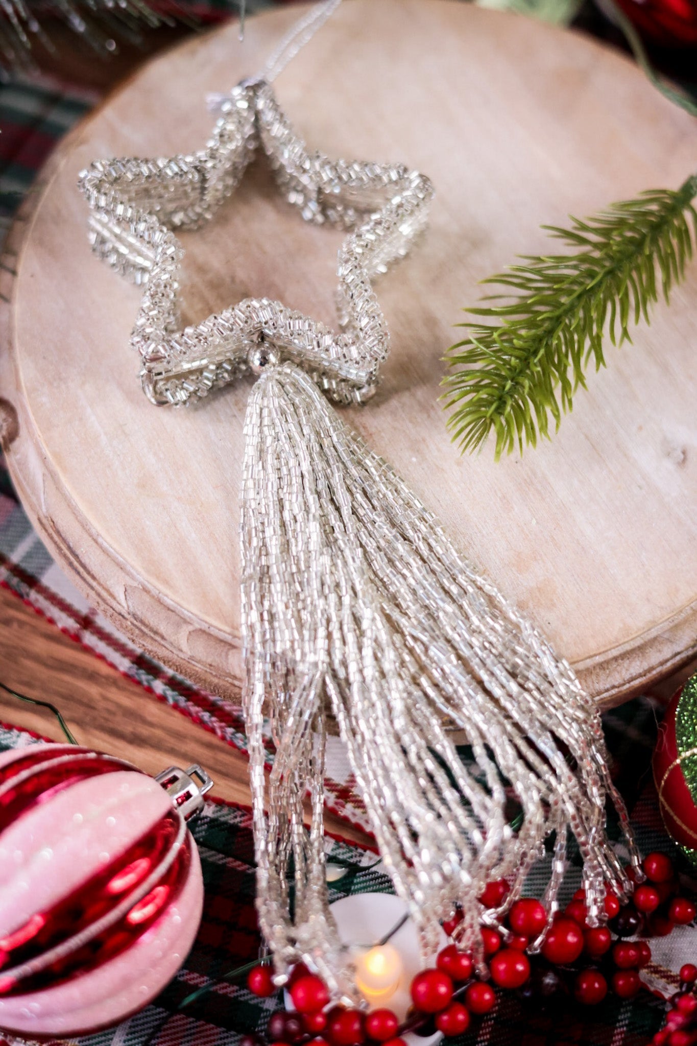 Glass Beaded Tassel Christmas Ornaments - Whiskey Skies