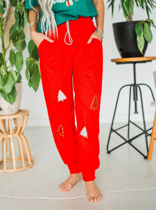 Glitter Christmas Tree Pants - Whiskey Skies