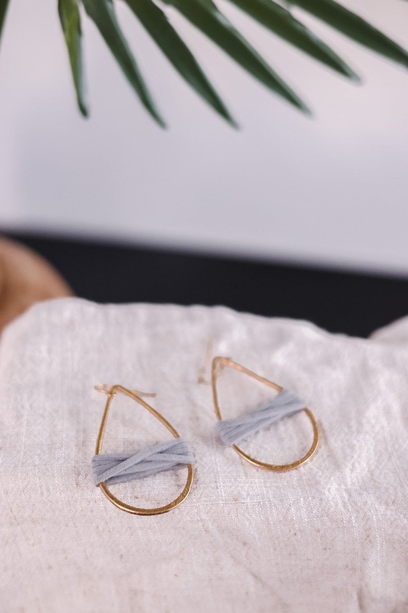 Gold Tear Drop Earrings - Whiskey Skies - LESLIE CURTIS JEWLERY DESIGNS