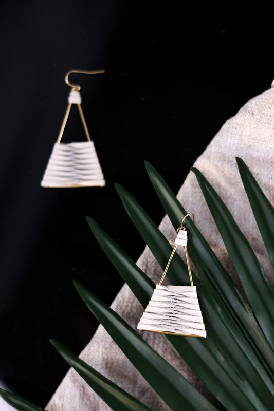 Gold Triangle Earrings 2 - Whiskey Skies - LESLIE CURTIS JEWLERY DESIGNS