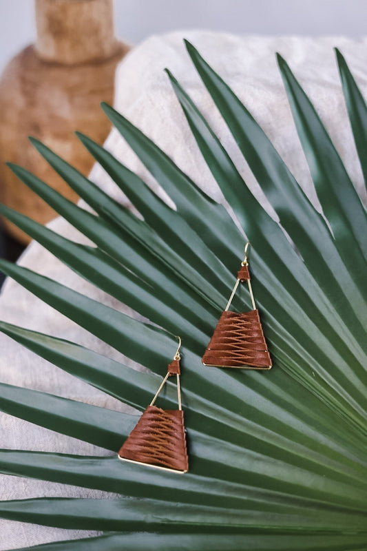 Gold Triangle Earrings - Whiskey Skies - LESLIE CURTIS JEWLERY DESIGNS