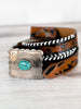 Grave Hand Tooled Leather Belt - Whiskey Skies
