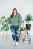 Green Long Sleeve Corded Loose Knit Sweater - Whiskey Skies