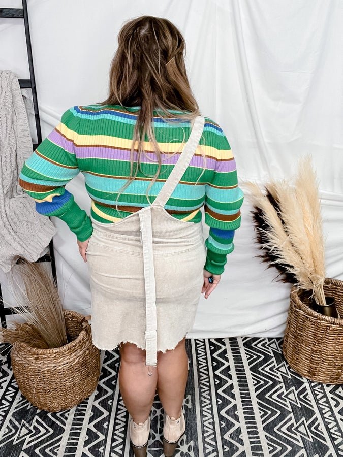 Green Stripped Cropped Sweater - Whiskey Skies