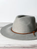 Grey Fedora With Faux Leather - Whiskey Skies