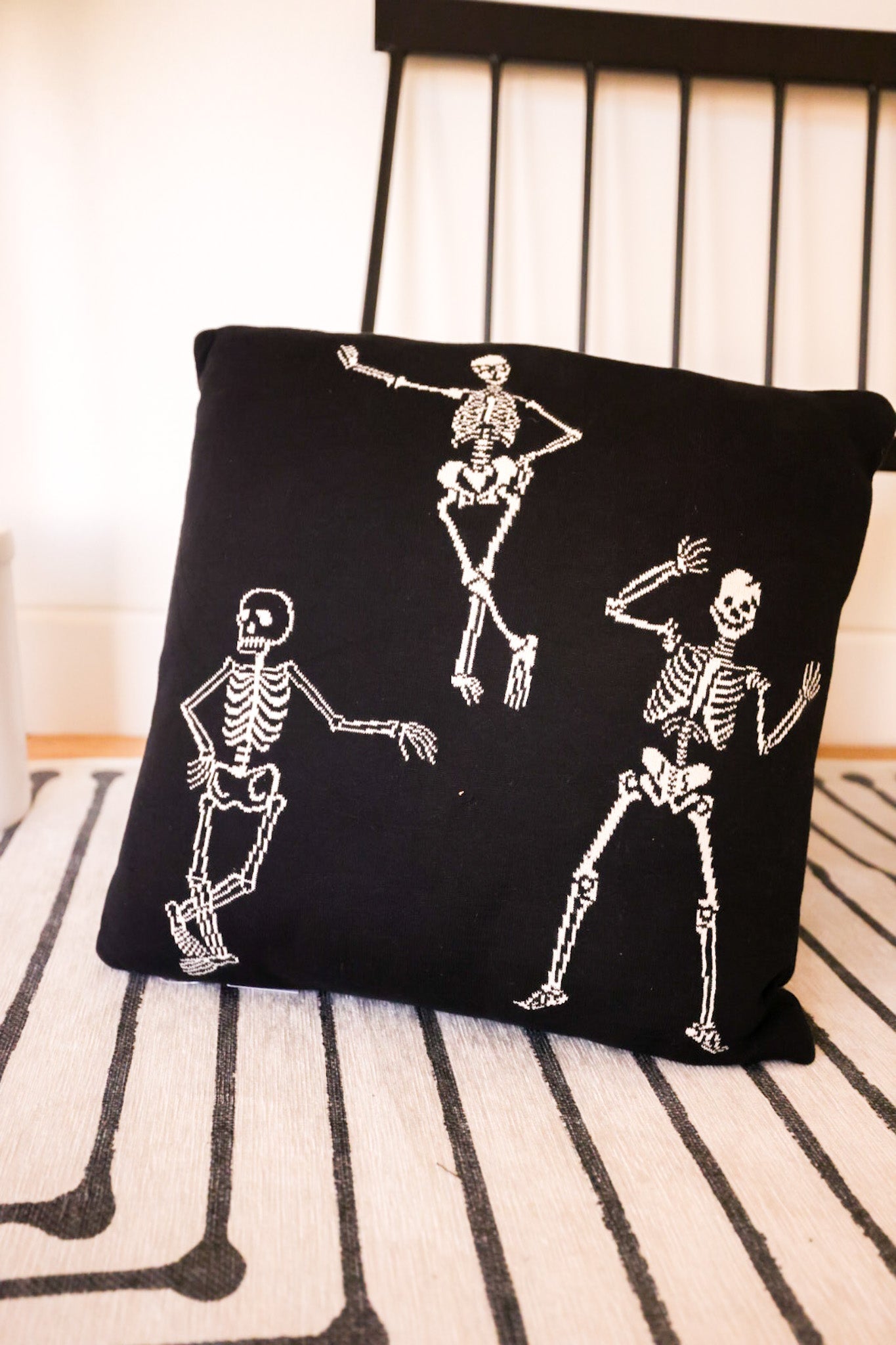 Halloween Skeleton Pillow - Whiskey Skies