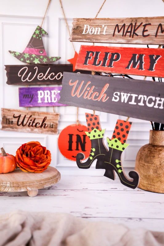 Halloween Witch Hanging Wall Signs (Two Styles) - Whiskey Skies
