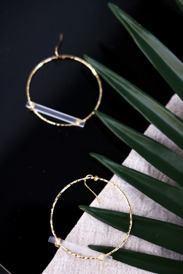 Hammered Gold Hoop Earrings - Whiskey Skies
