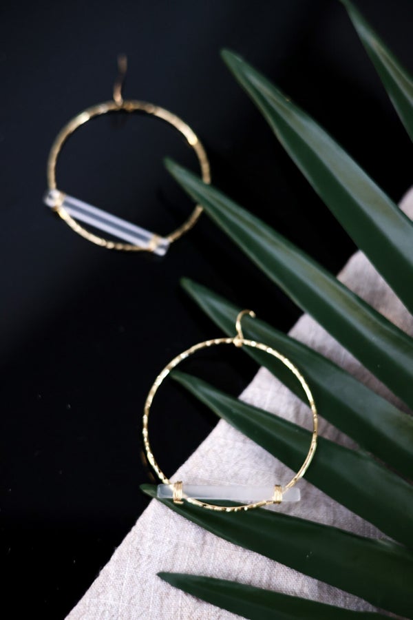 Hammered Gold Hoop Earrings - Whiskey Skies