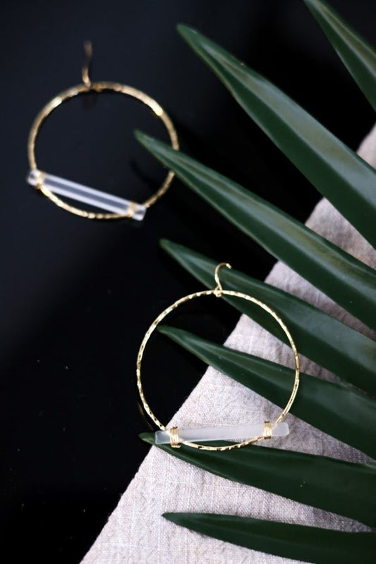 Hammered Gold Hoop Earrings - Whiskey Skies