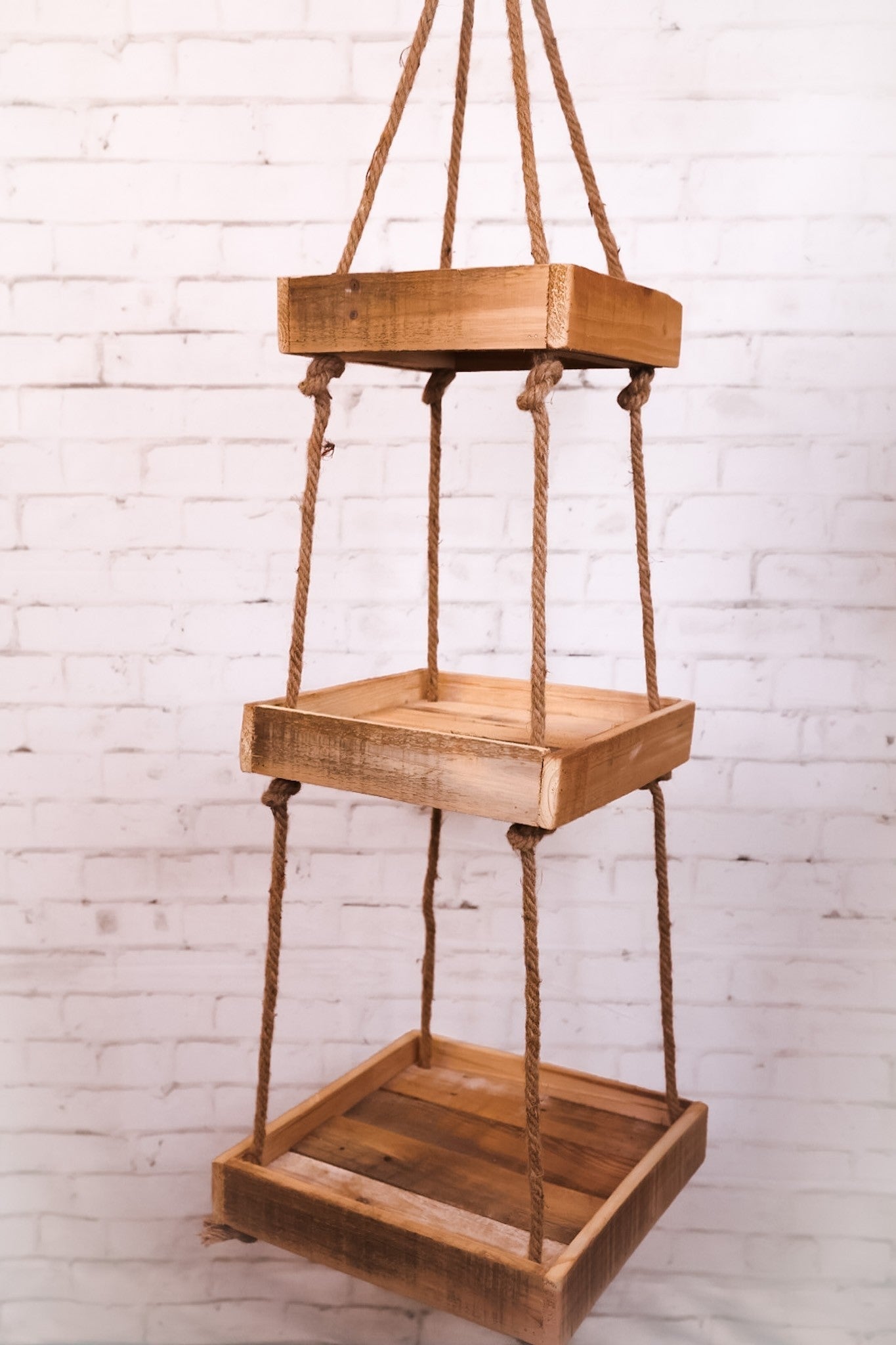 Hanging Three Tiered Wood With Rope - Whiskey Skies - KALALOU